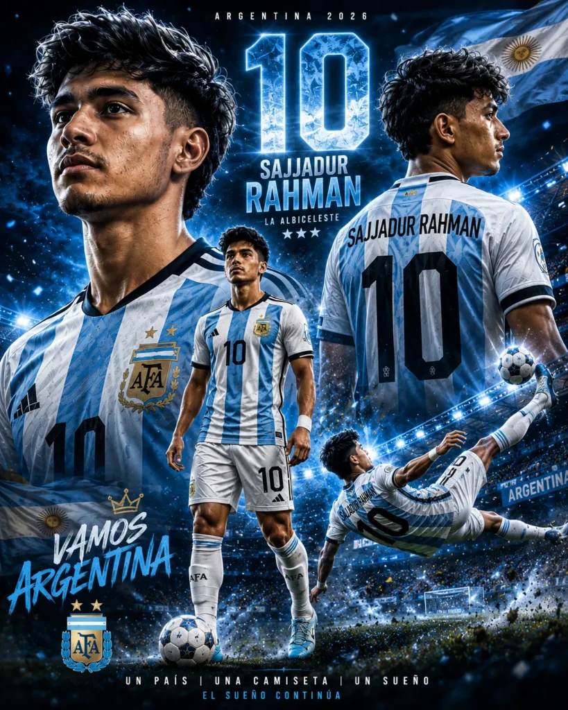 AI Soccer Poster Prompt Guide: Create Cinematic Argentina & Brazil Football Posters in 2026 Style 2 Argentina version of ai image