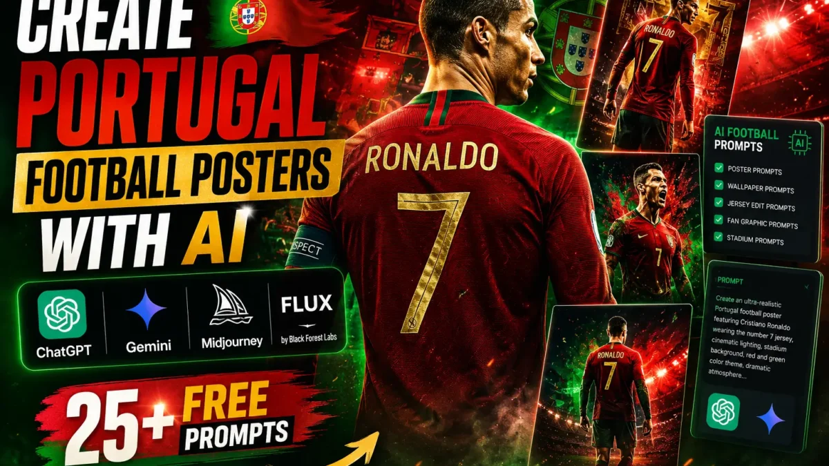 Portugal AI Football Prompts for Posters and Jersey Edits
