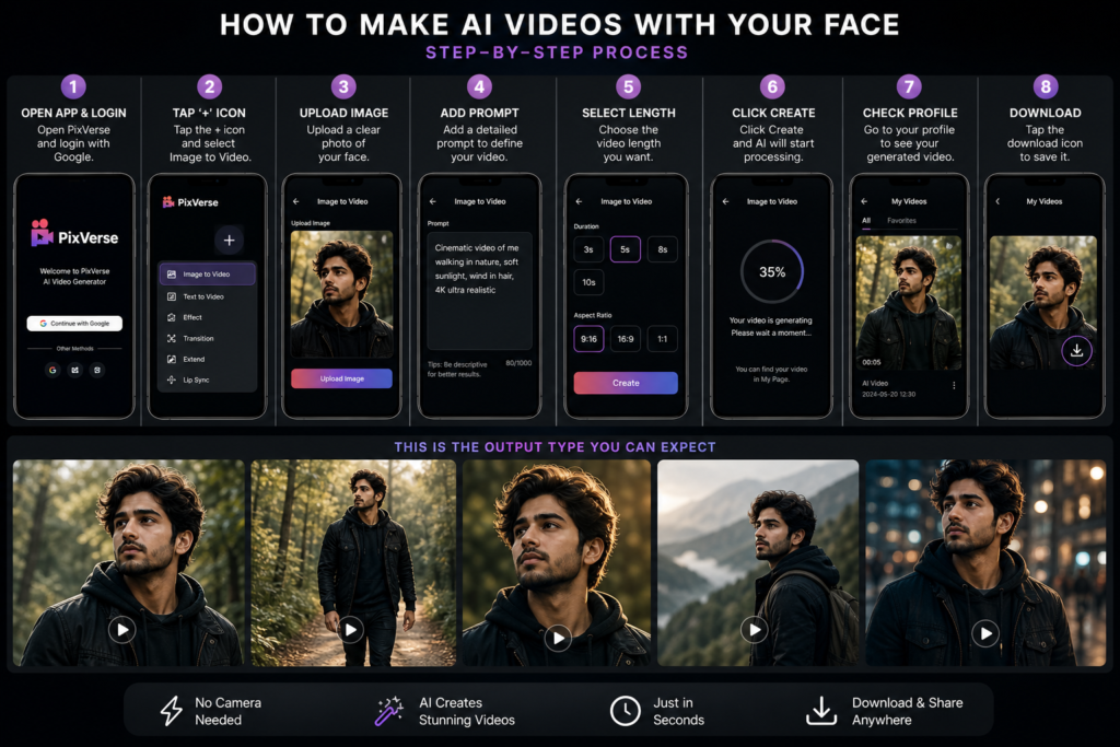 How to Create AI Videos With Your Face Using PixVerse: AI Video Generator 2 ChatGPT Image May 5 2026 09 54 08 PM