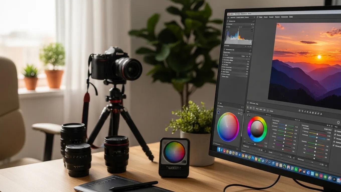 How to Create Cinematic Look in Photos – Make It Cinematic Edit Now 4 Photo editing software interface showcasing color grading tools with a vibrant cinematic photo on the screen