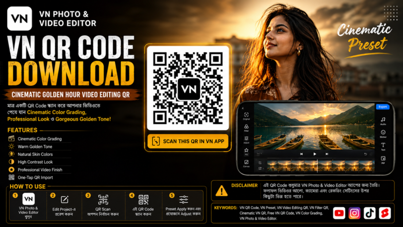 VN QR Code Download | Cinematic Golden Hour Video Editing QR Viral Template